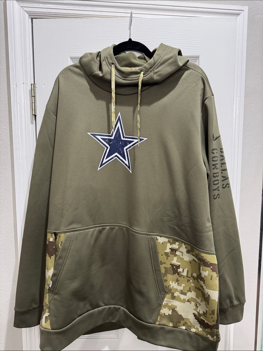 Official NFL Nike Olive Green/Camo Dallas Cowboys Camo Pullover Hoodie